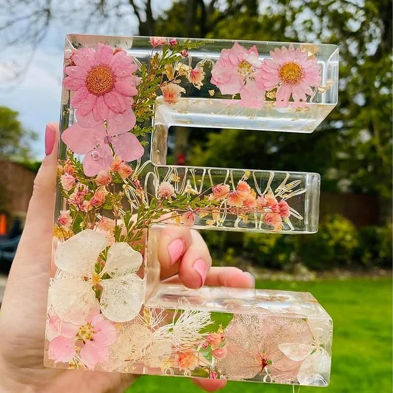 Resin Art Alphabet - Floral decorativo 26 letras luzes da